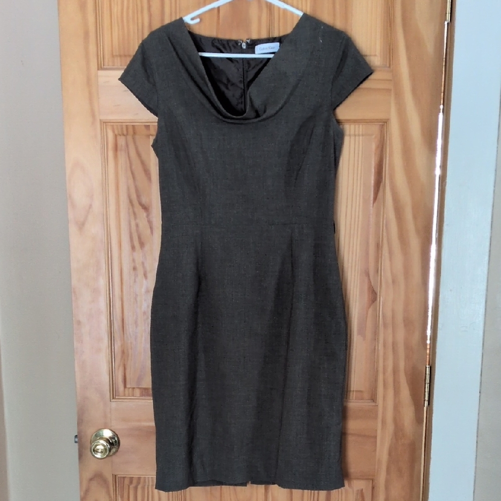 Calvin Klein Dark Gray Cap Sleeve Midi Dress